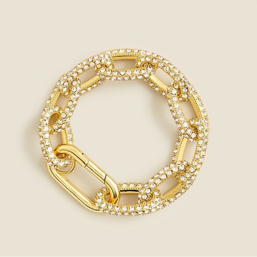 NWT New With Tag - J Crew Chainlink bracelet with pavé crystals (in JCrew Pouch)